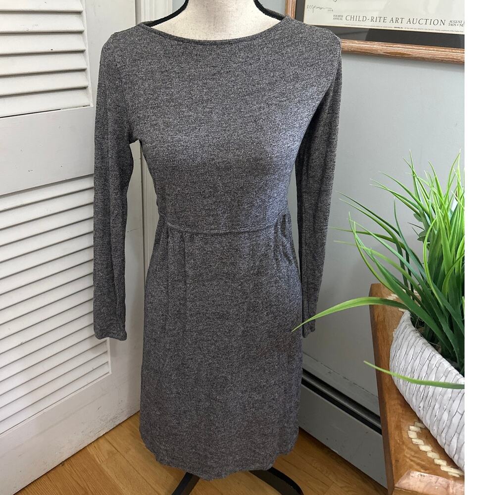 J Jill Wearever Dress Womens XS Brown Long Sleeve Shift Neutral Minimalist Chic